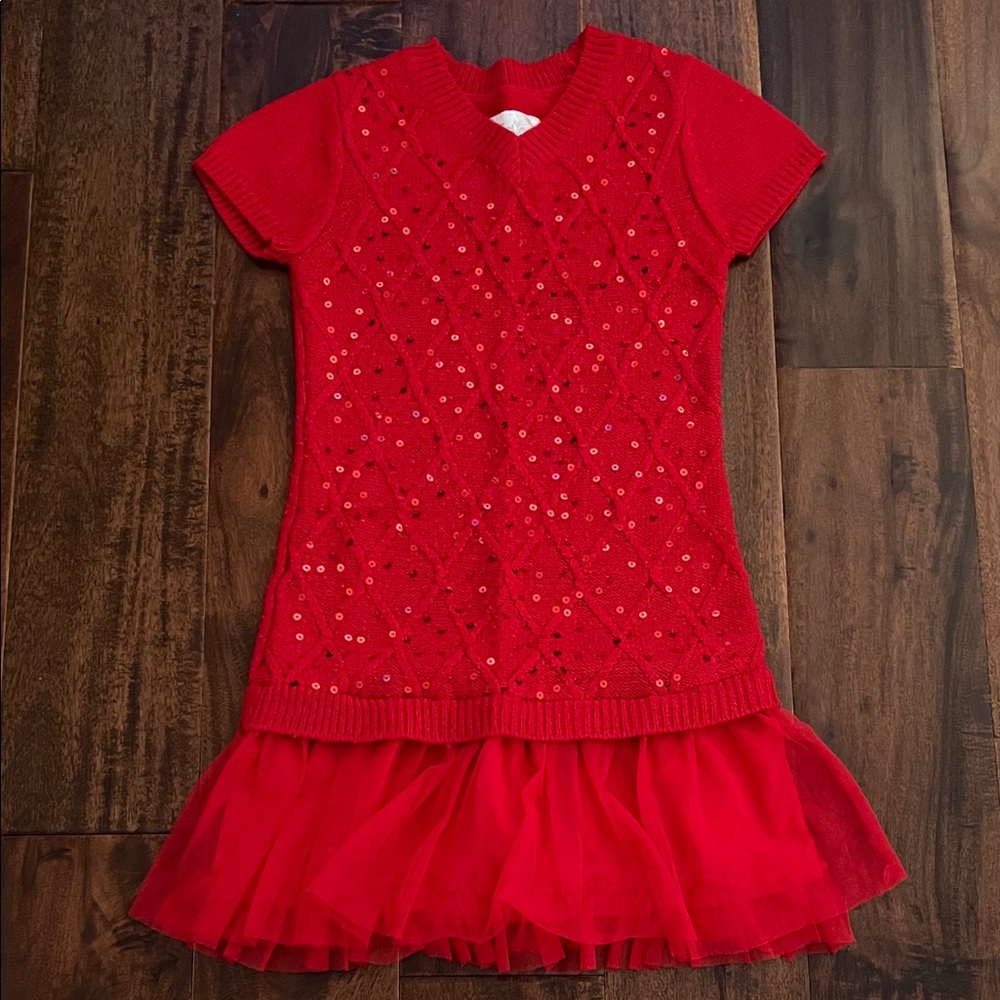 Justice Red Sequin Casual/Holiday Girls Size 7 Dress